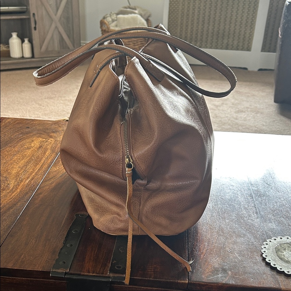 Free People Tan Leather Tote Bag - Picture 2 of 5